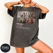 Hamilton marškinėliai: Broadway miuziklo marškinėliai Vasaros unisex Laisvi ir kvėpuojantys medvilniniai T-shirtai 150 black