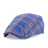 British Vintage Checkered Duck Tongue Beret, Checkered Forward Cap, Comfortable Breathable Golf Cap JDBLM- One size fits all gray