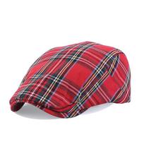 British Vintage Checkered Duck Tongue Beret, Checkered Forward Cap, Comfortable Breathable Golf Cap JDBLM- One size fits all