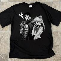 Sailor moon smoking berserk anime tshirt, vintage anime tshirt 4XL gray