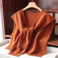 Madingas moteriškas 100% vilnos kašmyro skara-apsiaustas - Vienspalvis korėjietiško stiliaus One Size brown