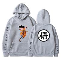 Dragonballs Goku Peripheral Fleece Hoodie Printed Sweater Anime Hoodie M white