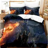 3D Print Game Dark Souls Bedding Set Duvet Cover Bed Set Quilt Cover Pillowcase Comforter King Queen Size Boys Adult Bedding Set 140*200cm/55x79in Single/Twin 3pcs beige