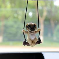 New Resin Cute Dog Anime Car Accessorie Swing Bulldog Pendant Auto Rearview Mirror Ornaments Birthday Gift Couple Accessories gray