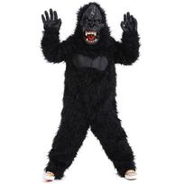 Kids Halloween Costume Kong Gorilla Animal Suit Family Party Dress Up Long Sleeve Plush Outfit M 8-10 yrs black