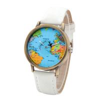 Fashion Global World Map Plane Denim Fabric Band Watch Casual Men Women Wristwatches Quartz Watch Gift Horloges Relgio blue