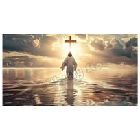 Akvarelė Jėzus Kristus Einantis Vandeniu Religinis Jūros Peizažo Plakatas Drobės Tapyba Sienų Menas Paveikslai Namų Kambario Dekoras Dovana 50cm×80cm NoFrame beige