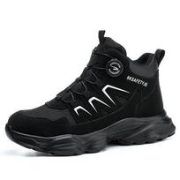 Rotating Button Safety Shoes Men Anti-Smash Anti-Puncture Work Shoes Breathable Men Sport Shoes Security Protective Boots 41-46 41 black