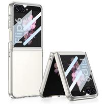 For Samsung Galaxy Z Flip 6 Flip 5 Slim Clear Case with Screen Protector Cover For Samsung Galaxy Z Flip gray