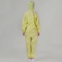 Anti-static Hooded Coveralls for Spray Painting, Dustproof, Food & Pharmaceutical Cleanroom Workwear with LOGO M; Hooded Coverall (Yellow) beige