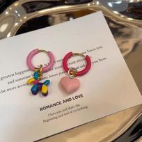 Pinkdudu Balloon Dog Ear Cuffs Colorful Heart Shape Dangles Dopamine Style Cute Jewelry for Women PD2696 rožinė