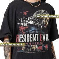 Riboto tiražo Resident Evil 9 Requiem Vintažiniai marškinėliai, Grace Ashcroft, Leon Kennedy, Dovana moterims ir vyrams Unisex marškinėliai RE31 150 gray