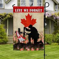 Remembrance Day Canadian Veteran Lest We Forget ag Garden ag JJE DDI GGX 12x18inch black