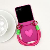 Motorola Razr 50 Ultra Case Women TPU Hard Shell With Heart Charm Chain Strap Rose Red Matte Anti-Slip Drop Protection Motorola Razr 60 Ultra black
