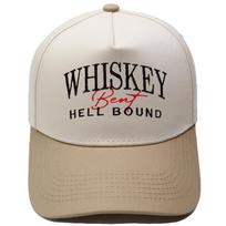 WHISKEY Bent HELL BOUND Truck Driver Hat Embroidery Color Matching Baseball Cap Men's and Women's Casual 56-58cm adjustable beige