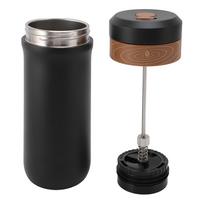 Thermal Coffee Mug Stainless Steel French Press Coffee Cup Double Layer Insulation 4 Layer Filter Mesh black