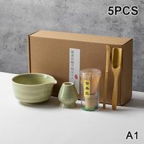 5/6 vnt. Matcha arbatos rinkinys Bambukinis šluotelė Arbatinis šaukštelis Sietelis Matcha keraminis dubenėlis Matcha šluotelė Japoniškas Arbatos mėgėjams Arbatos gaminimo įrankiai A1 brown