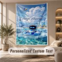 Astro Bot Tapestry, Personalized Custom Text, Wall Hanging Tapestry For Living Room Home Wall Decor 100cmx150cm
