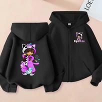 Kids Zip Up Sweatshirts Aphmau Cartoon Printed Hoodie Pullover Children Clothes Girl Boy Sweatshirt Zipper Hoody Casual Tops 140 black