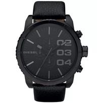 DIESEL franšizės vyriškas kvarcinis chronografo laikrodis, juodas ciferblatas, odinė apyrankė, 51 mm DZ4216 juoda