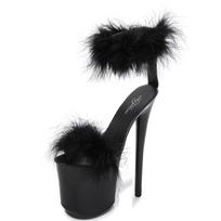 Moteriški batai su aukštakulniais plonakulniais, seksualus naktinis klubas Furry, vandeniui atspari platforma, ypač aukšti sandalai 20 cm kulnas 10 cm nuo LFD 39 juoda