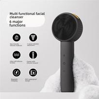 Household electric silicone facial cleansing brush for face, hot compress to clean pores, universal facial cleansing instrument black