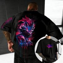 2026 Pokémon Anime Pikachu Gengar Peripheral Printed Short Sleeved Men's and Women's Loose Sports Comfortable Cotton Couple T-shirt S black
