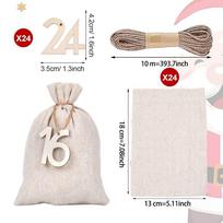 24pcs Advent Calendar gift Bags Candy Bag Winter Christmas With Numbers Bags Christmas Decorations gift for kids party 18x13cm white