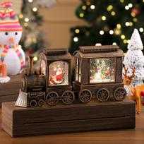 Luminous Christmas Train & Snowfall Music Box Ornament brown