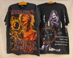 Vintage Megadeth AOP Cryptical Writings 1997 90s Metal Band XL T-Shirt REPRINT XL brown