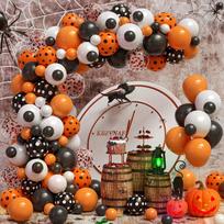 Halloween Balloon Chain Set: Black & Orange with Eyeballs & Ghosts for DIY Decoration orange
