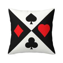 Poker Playing Card Symbols Throw Pillow Home Decoration Heart Spade Diamond Club Luxury Cushion Cover Soft Pillowcase 30x30cm 12x12in red