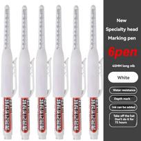 1-40Pcs 45mm Waterproof Long Head Nib Deep Hole Markers Pen Tile Carpenter Pen Multi-purpose for Woodworking Black/Blue/Red Ink white
