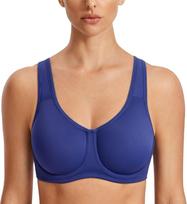 SYROKAN Women's Max Control Underwire Sports Bra High Impact 34H vidurnakčio mėlyna spalva