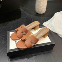 Elegant 2026 Gray High-Heeled Women's Flip-Flops - Summer 5cm Half-Slippers brown