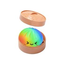 Rainbow Color Dumplings Blind Box Squishy Toy Soft With Steamer Squishy Toy Slow Resilience Fidget Squeeze Decompression Dough beige