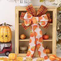 Burlap Fall Bows for Wreaths Large Tree Topper Bows Orange Fall Wreath Bow  Autumn Decor B brown