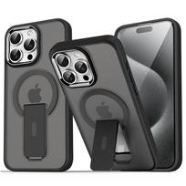 Prabangus Magsafe sulankstomas stovas Magnetinis telefono dėklas, skirtas iPhone 16 15 14 Plus 13 12 11 Pro Max Matinis permatomas galinis dangtelis For iPhone 15&Case & Holder