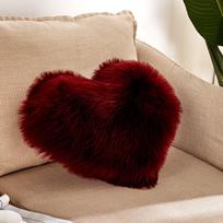 Širdelės formos dirbtinio vilnos pliušinis pagalvės pagalvėlė 40x50 cm Heart Single Side Plush without Core vyno raudonos spalvos
