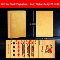 Gold Metallic PVC Waterproof Playing Cards - Durable, Washable, Thickened Creative Poker Deck black