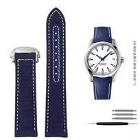 Woven Canvas Watch Strap For Omega Seamaster 300 AT150 Fabric Leather Nylon AQUA TERRA 150 Blue Black Watchband 19mm 20mm 19mm gray