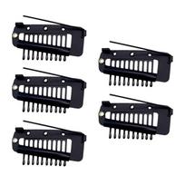 Chunni Dupatta Clips with Safety pin,10-Teeth Strong chunni Grip Hair Clip, Duppatta Hack Hijab Tikka Setting Grip Clips for Wom 5PCS juoda