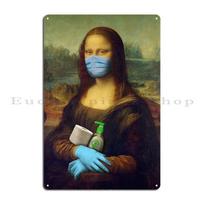 Mona Lisa on the Throne Classical Art with a Bathroom Twist pandemic version Metal Iron Wall Cave Classic Club Tin Sign Poster 30x40cm(11.8x15.7inch)