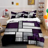 Geometric Purple and Silver Bedding Set Bedding set (1 duvet cover, 2 pillowcases, duvet not included) 140x200cm black