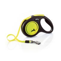 Flexi New Classic Neon juostinis pavadėlis 5m - Geltona / S - 5m iki 15 kg