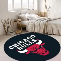 Chicago Bulls Basketball Team Logo Print Round Area Rug Non‑Slip Circular Floor Mat Sports Fan Home Office Decor 60x60cm( 15x23in ) gray