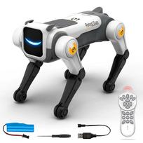 RC Mechanical Dog Intelligent AI RC Robot Dog Voice Command Programmable Singing Dancing Electronic Stunt Bionic Smart Robot Dog with Cool Led Light 2 batteries balta