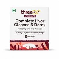 three60+ Complete Liver Cleanse & Detox | Daily detox for your liver | Helps Reduce SGOT/SGPT levels | 30 Sachets | With NAC, ALA, Dandelion & Gi