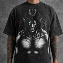Attack Titan Eren Yeager Bust Graphic Tee | Mineral Washed Oversized Streetwear Shirt 2XL black