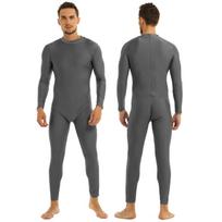Vientisas vyriškas kombinezonas spandex ilgomis rankovėmis „Unitard Leotard“ šokių apranga X-Large gray